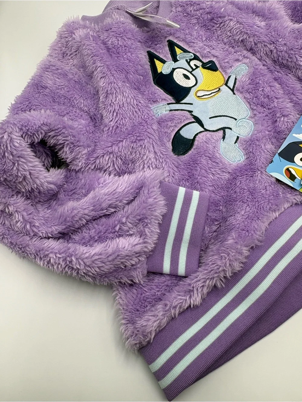 Bluey Bandit Toddler 5T Purple Sherpa Fleece Pullover Sweatshirt NWT